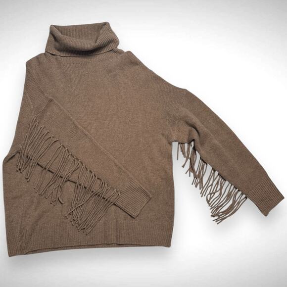 360 Cashmere Hudson Fringed Turtleneck Pullover Sweater Tan Size‎ Large NWOT - Picture 5 of 10